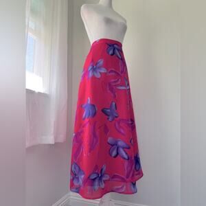 Vintage Y2K John Paul Richard Pink & Purple Floral Print A-Line Maxi Skirt